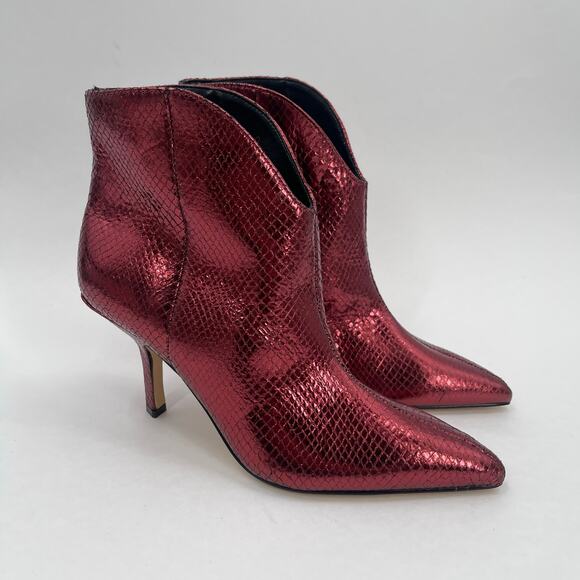 Marc Fisher LTD Boots Size 6 Haylian Point Toe Ankle Reptile Print Metallic Heel - Picture 2 of 15